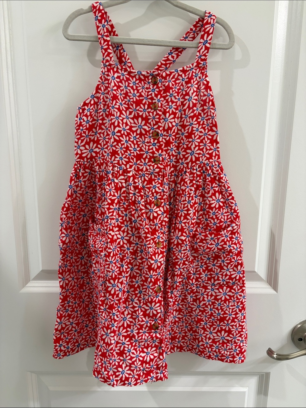 Cat & Jack Red Floral Button-Front Sundress with Blue Accents